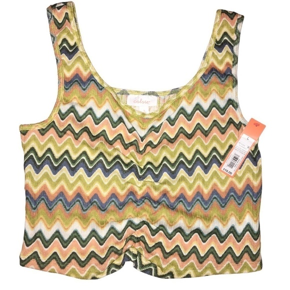 NWT Colsie Chevron Print Tiny Tanks Short Set Loungewear PJs L - Picture 3 of 7